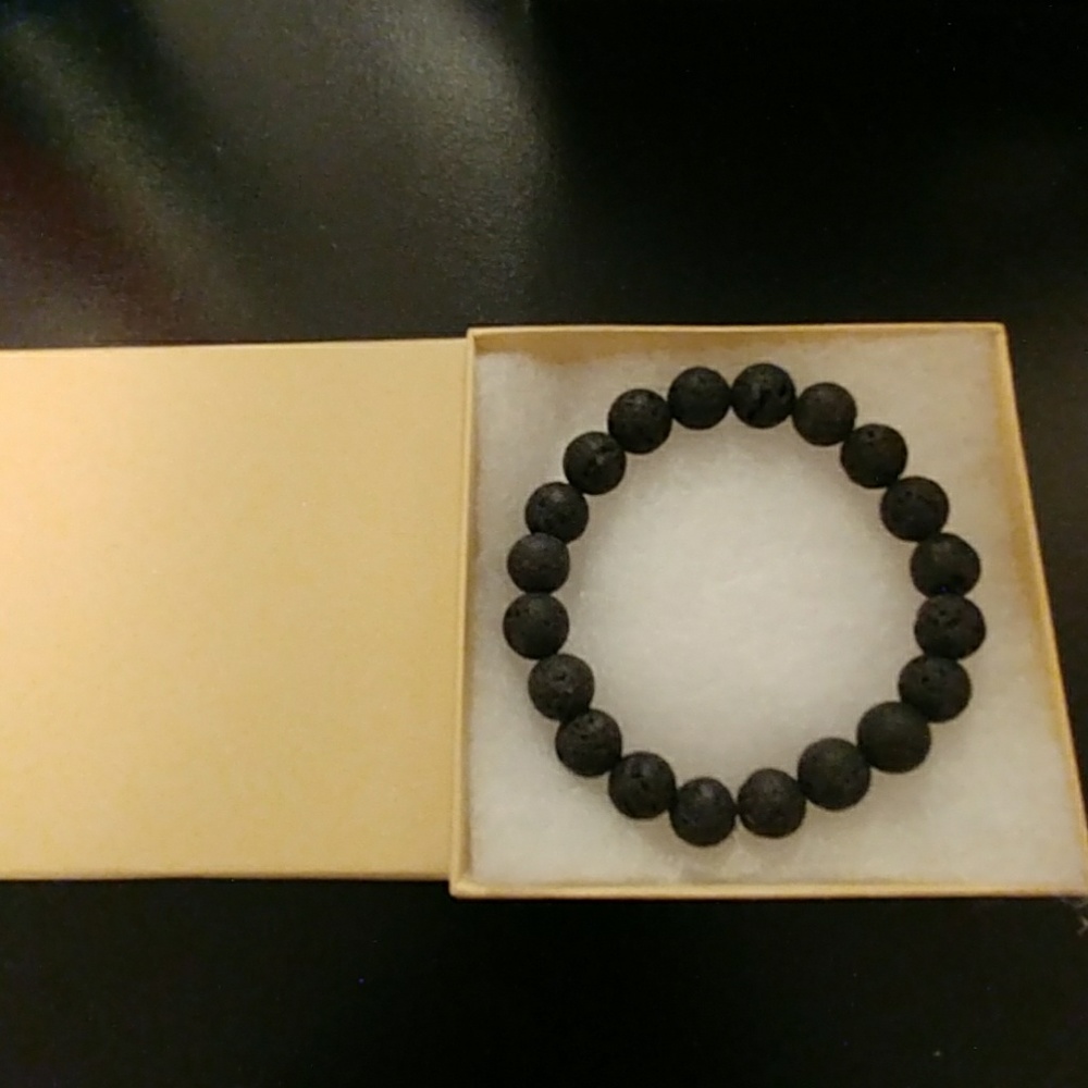 Midnight Black Lava Rock Stone Bracelet - Picture 6 of 8